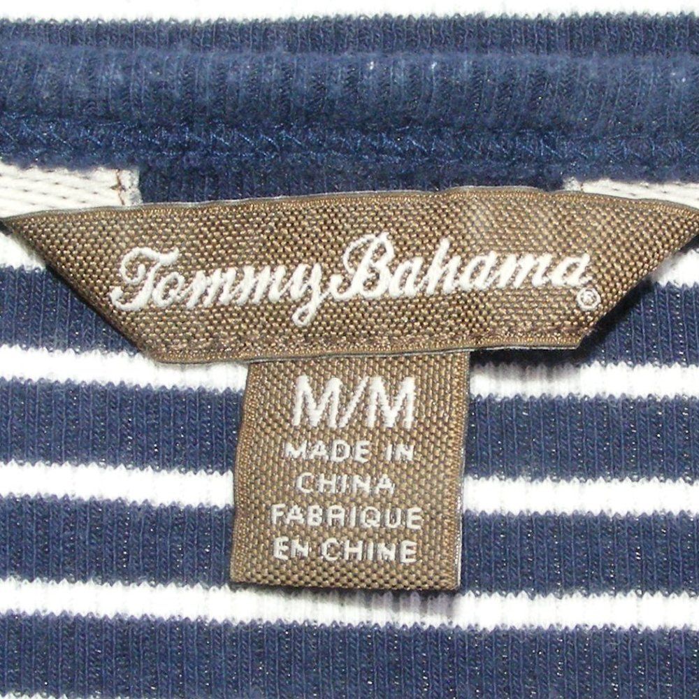 TOMMY BAHAMA Top, M, Blue/White stripe, Ribbed, SS - Picture 8 of 9